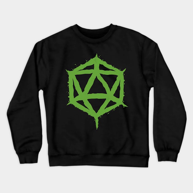 Chaotic Green Dice - D20 for roleplayers Crewneck Sweatshirt by BlackGoatVisions